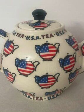 VINTAGE! PAUL CARDEW DESIGN U.S.A. Flag America TEA CLASSIC LARGE TEAPOT Kettle